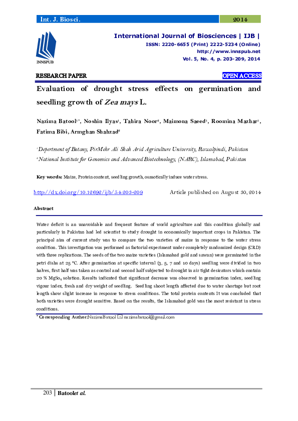 (PDF) seedling growth of Zea mays L