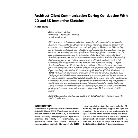 (PDF) Architect-Client Communication During Co-Ideation With 2D and 3D ...