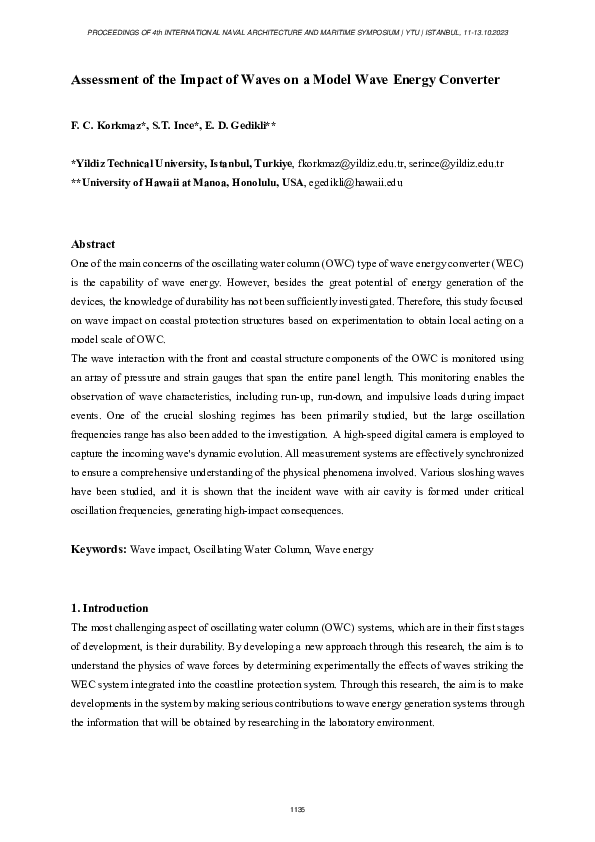 (PDF) Assessment of the Impact of Waves on a Model Wave Energy Converter