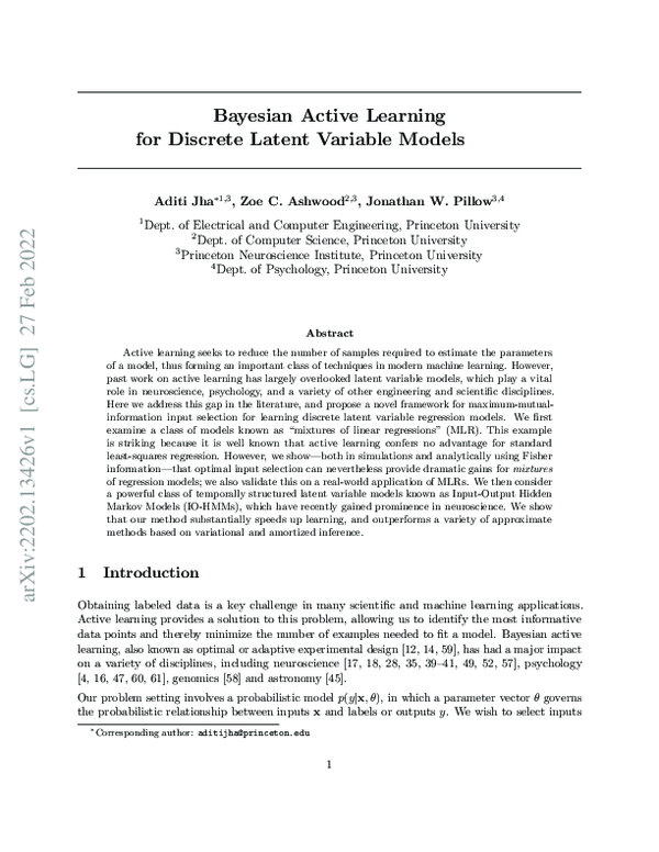 (PDF) Bayesian Active Learning for Discrete Latent Variable Models