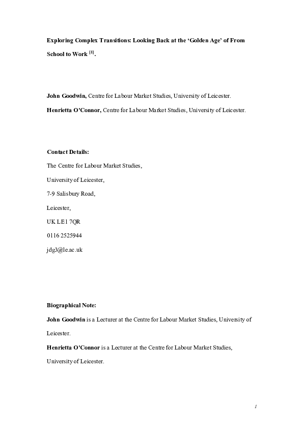 (PDF) Exploring Complex Transitions: Looking Back at the ‘Golden Age ...
