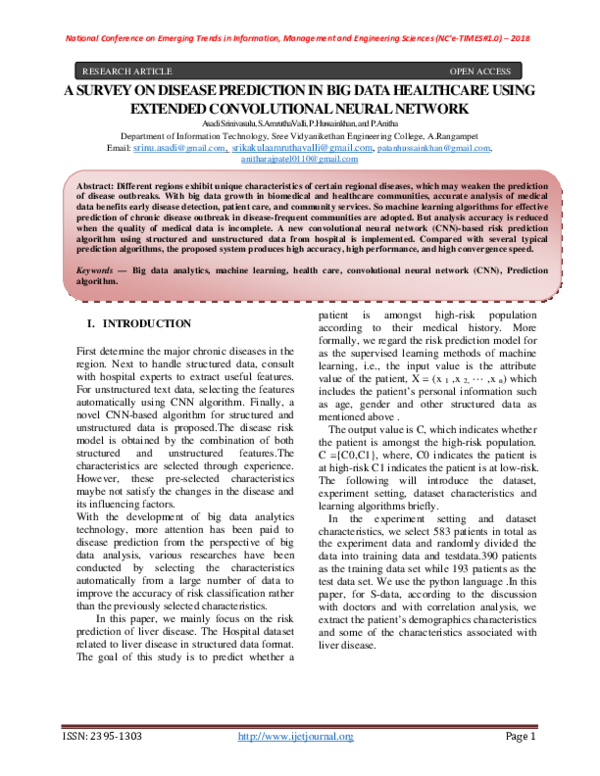 (PDF) A Survey on Disease Prediction in Big Data Healthcare Using ...