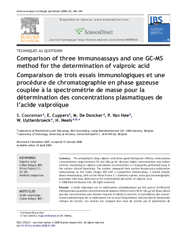 (PDF) Comparison of three immunoassays and one GC-MS method for the ...