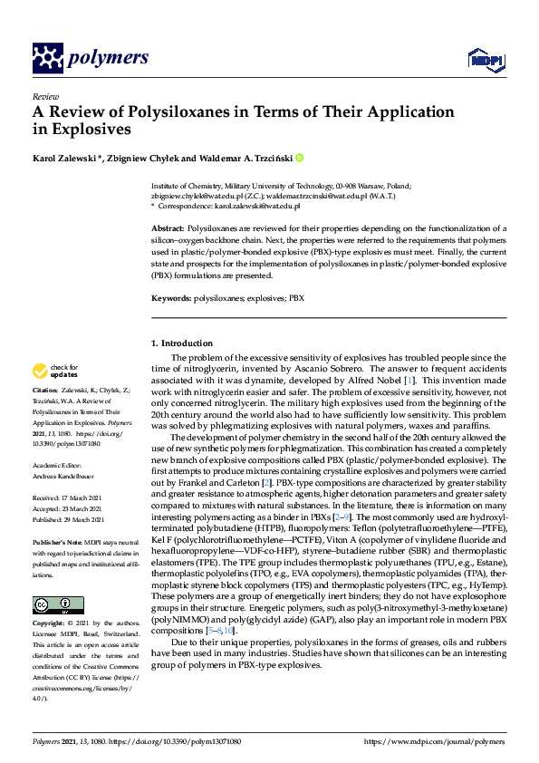 (PDF) A Review of Polysiloxanes in Terms of Their Application in Explosives