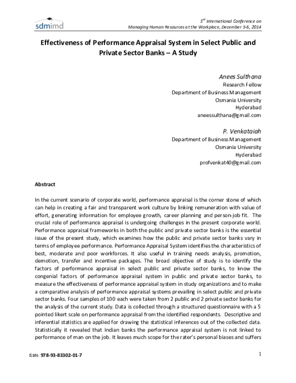 (PDF) Effectiveness of Performance Appraisal System in Select Public ...