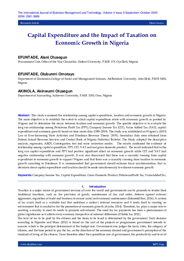(PDF) Capital Expenditure and the Impact of Taxation on Economic Growth ...