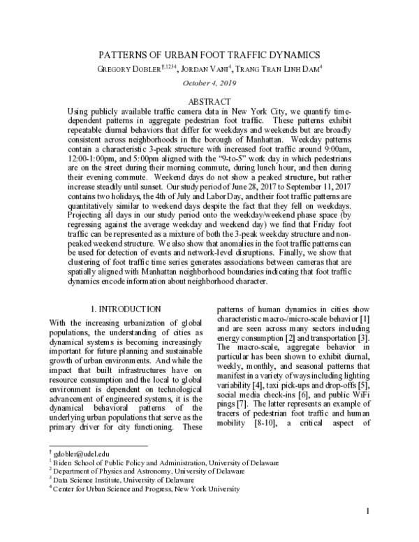 (PDF) Patterns of urban foot traffic dynamics