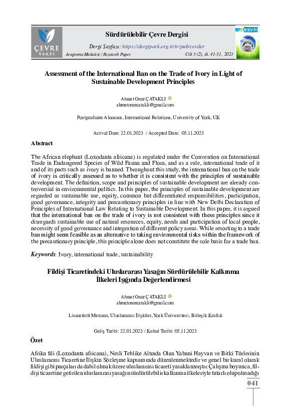 (PDF) Assessment of the International Ban on the Trade of Ivory in ...
