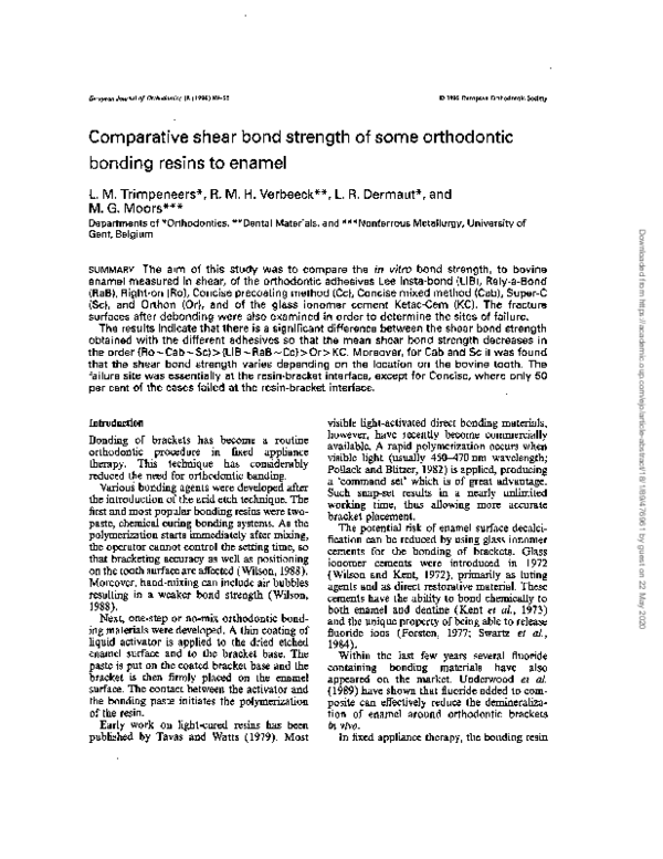(PDF) Comparative shear bond strength of some orthodontic bonding ...