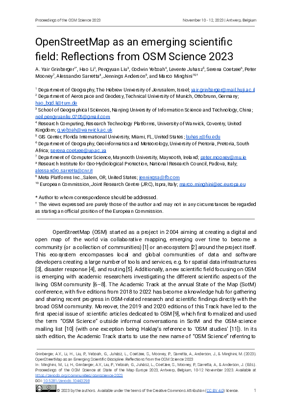 (PDF) OpenStreetMap as an emerging scientific field: Reflections from ...
