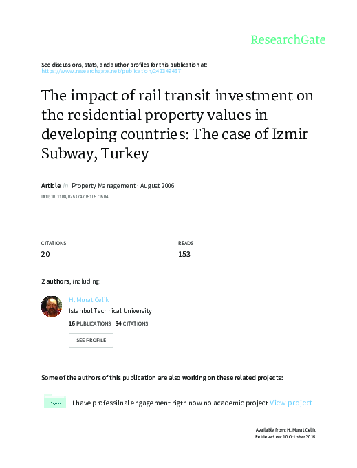 (PDF) The impact of rail transit investment on the residential property ...