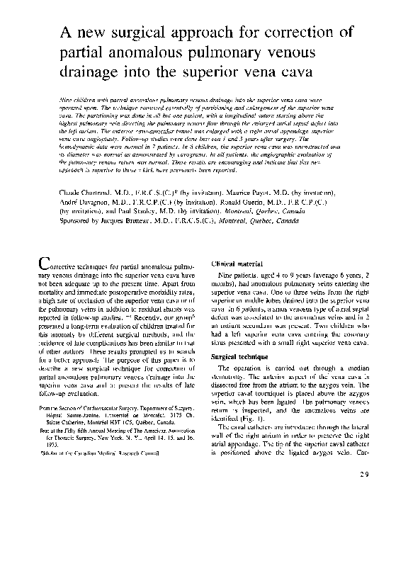(PDF) A new surgical approach for correction of partial anomalous ...