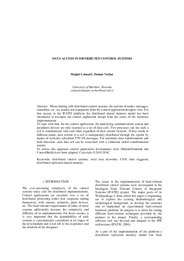 (PDF) Data Access in Distributed Control Systems | Domen Verber ...