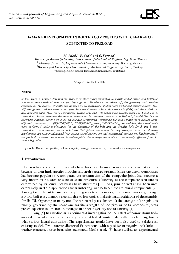 (PDF) Damage Development in Bolted Composites with Clearance Subjected ...