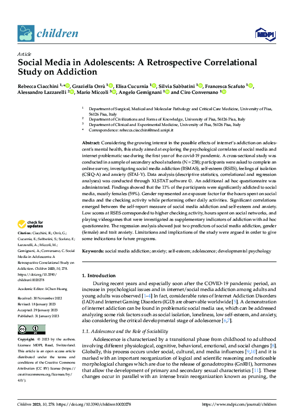 (PDF) Social Media in Adolescents: A Retrospective Correlational Study ...