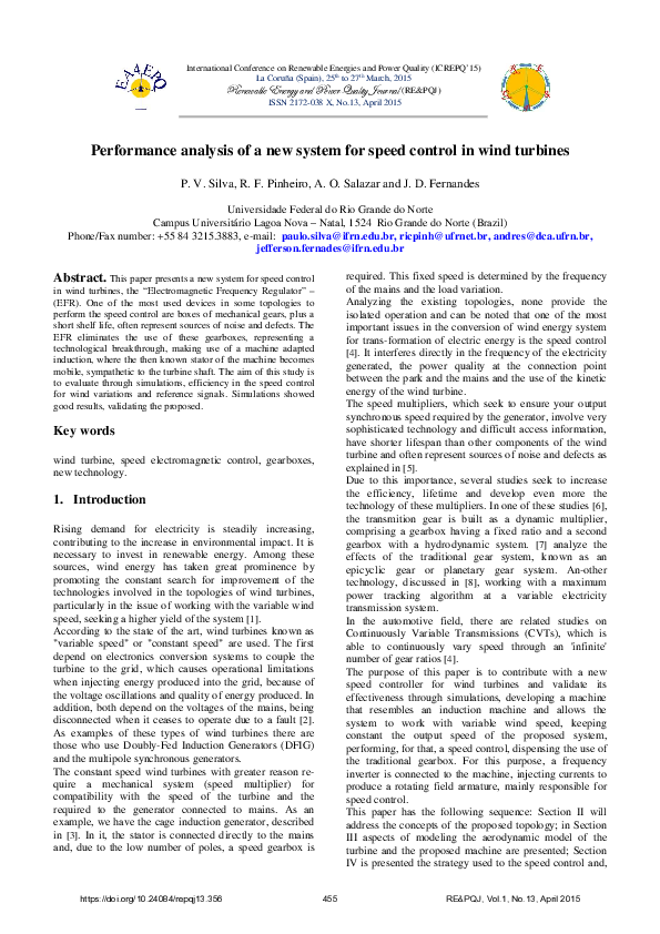(PDF) Performance analysis of a new system for speed control in wind ...