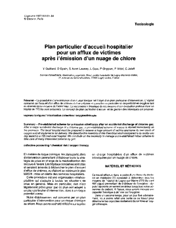 (PDF) Plan particulier d'accueil hospitalier pour un afflux de victimes ...