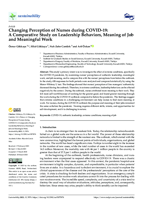 (PDF) Changing Perception of Nurses during COVID-19: A Comparative ...