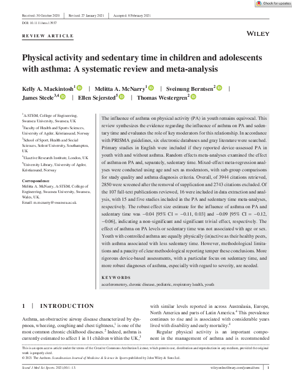 (PDF) Physical activity and sedentary time in children and adolescents ...