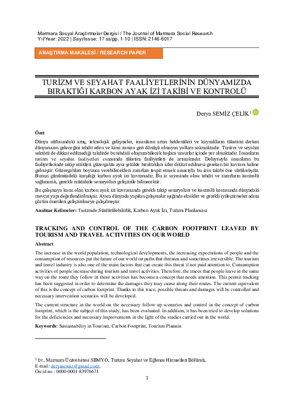 (PDF) Tracking and Control of the Carbon Footprint Leaved by Tourism ...