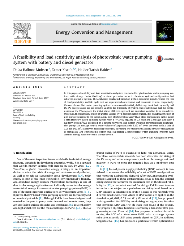 (PDF) A feasibility and load sensitivity analysis of a photovoltaic ...