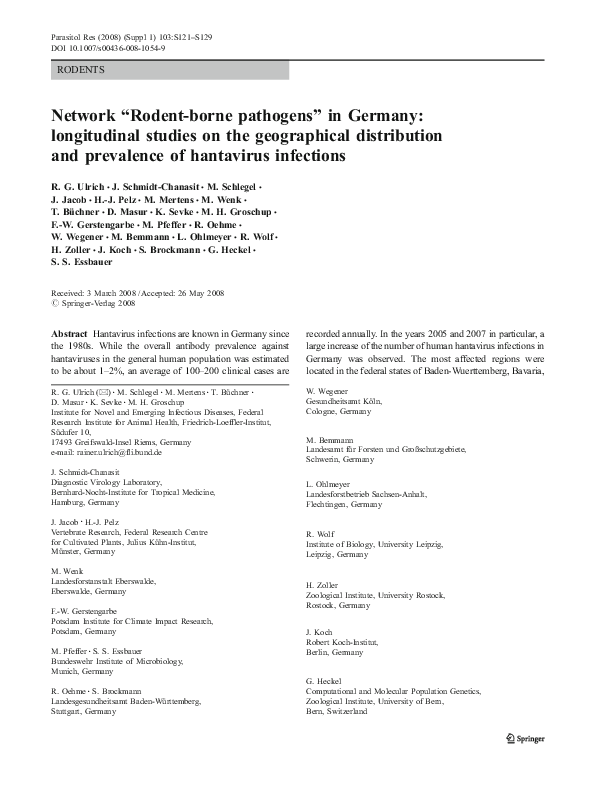 (PDF) Network „Rodent-borne pathogens“ in Germany: Longitudinal studies ...