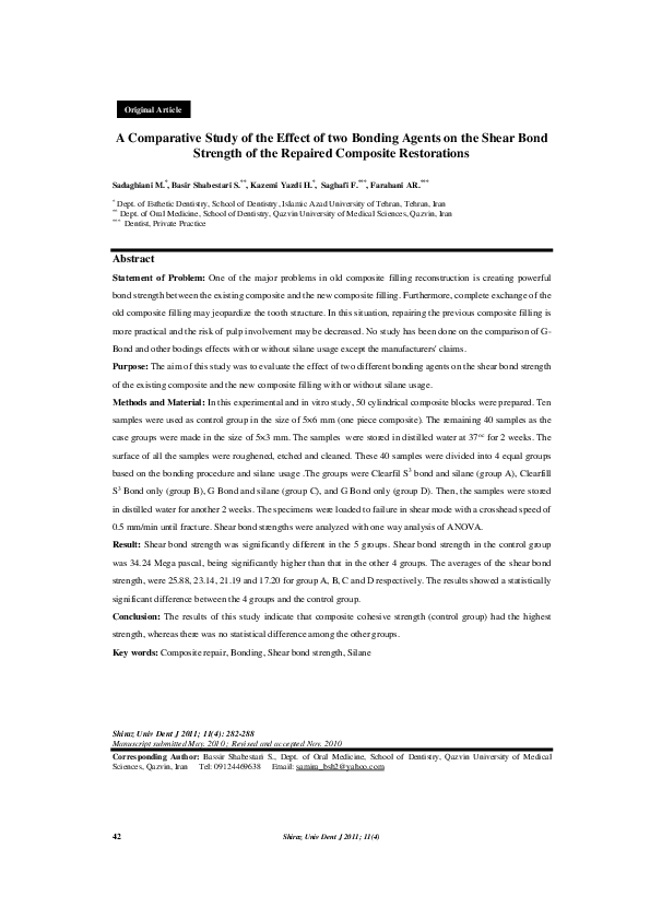 (PDF) A Comparative Study of the Effect of two Bonding Agents on the ...