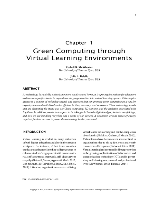 (PDF) Green Computing through Virtual Learning Environments