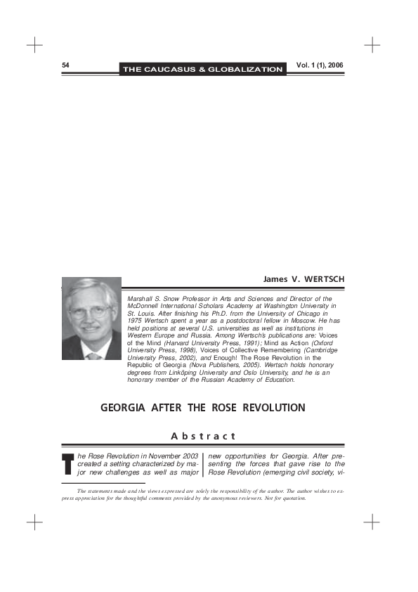 (PDF) Georgia After the Rose Revolution