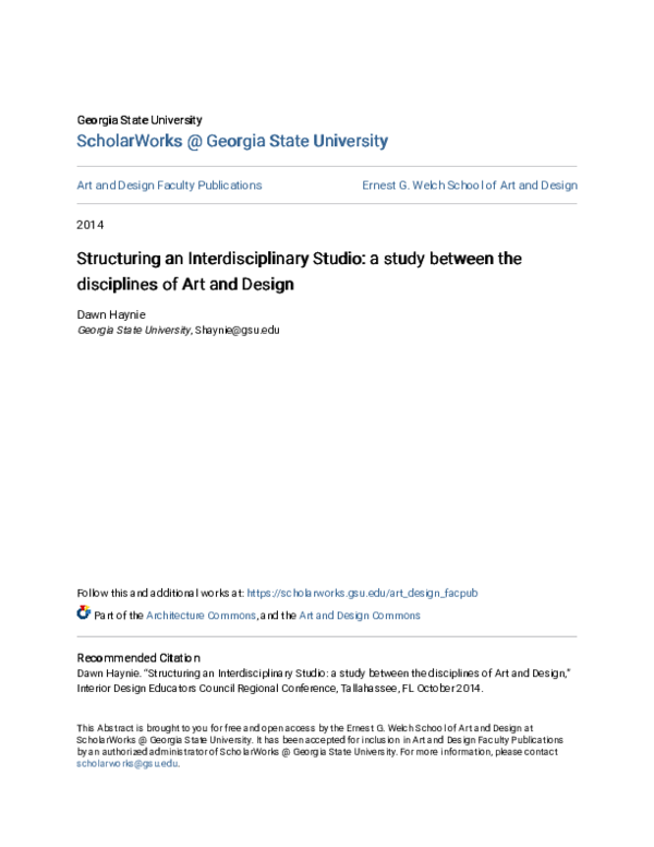 (PDF) Structuring an Interdisciplinary Studio: a study between the ...