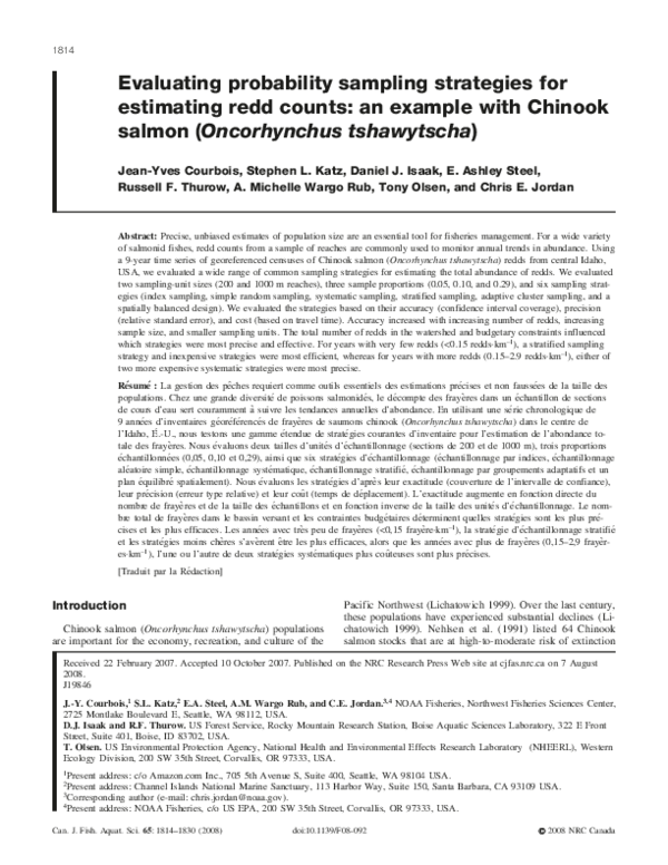 (PDF) Evaluating probability sampling strategies for estimating redd ...