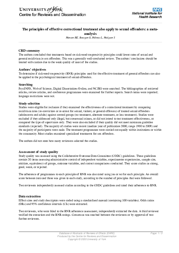 (PDF) The Principles of Effective Correctional Treatment Also Apply To ...