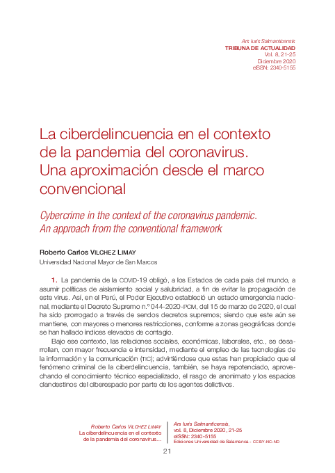 (PDF) La ciberdelincuencia en el contexto de la pandemia del ...