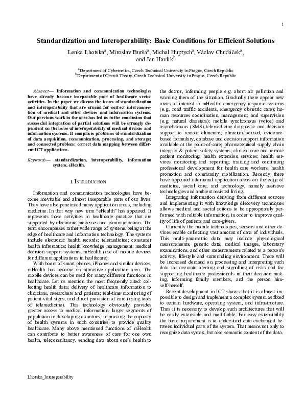 (PDF) Standardization and Interoperability: Basic Conditions for ...