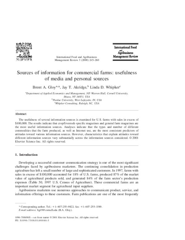(PDF) Sources of information for commercial farms: usefulness of media ...