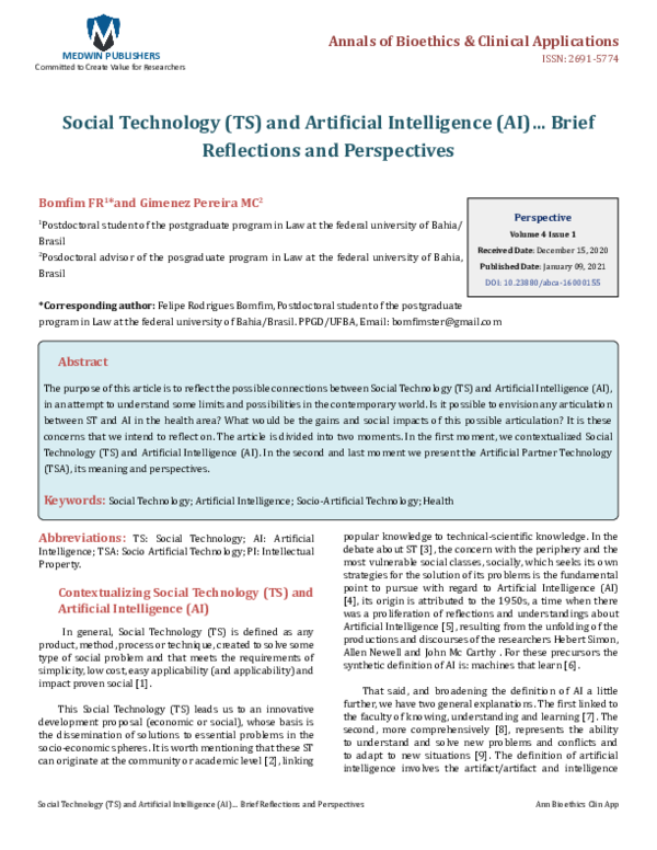 (PDF) Social Technology (TS) and Artificial Intelligence (AI)… Brief ...