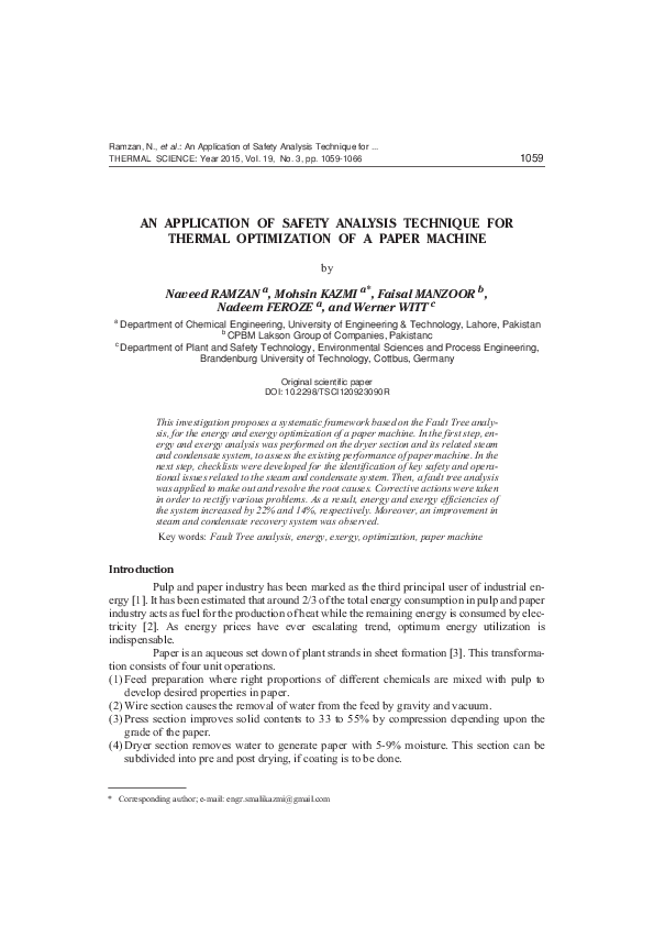 (PDF) An application of safety analysis technique for thermal ...