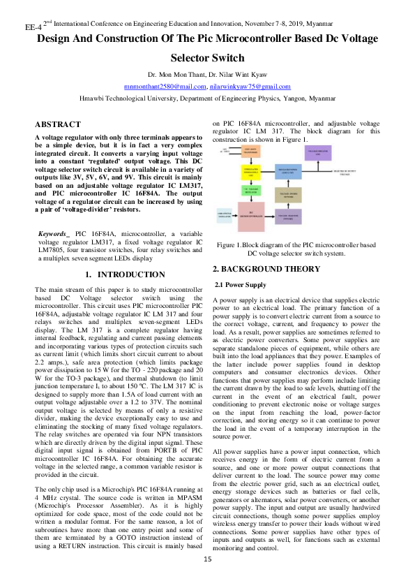 (PDF) Design And Construction Of The Pic Microcontroller Based Dc ...