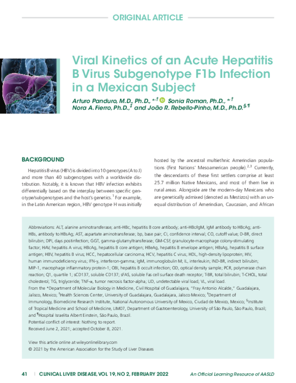 (PDF) Viral Kinetics of an Acute Hepatitis B Virus Subgenotype F1b ...