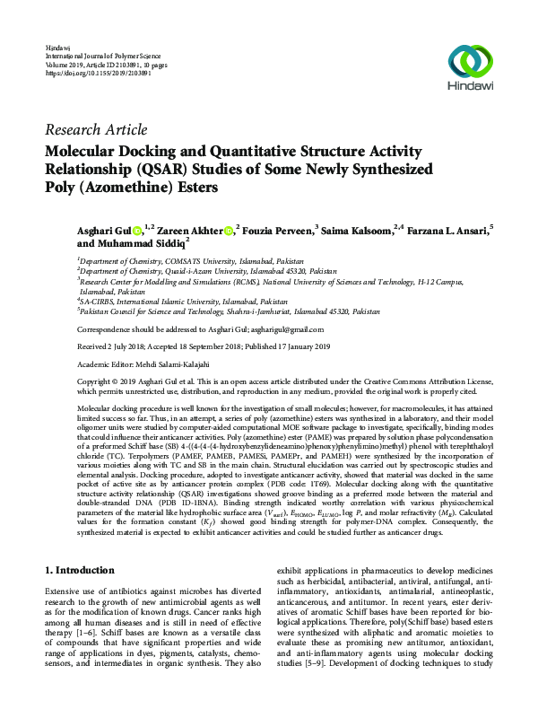 (PDF) Molecular Docking and Quantitative Structure Activity ...
