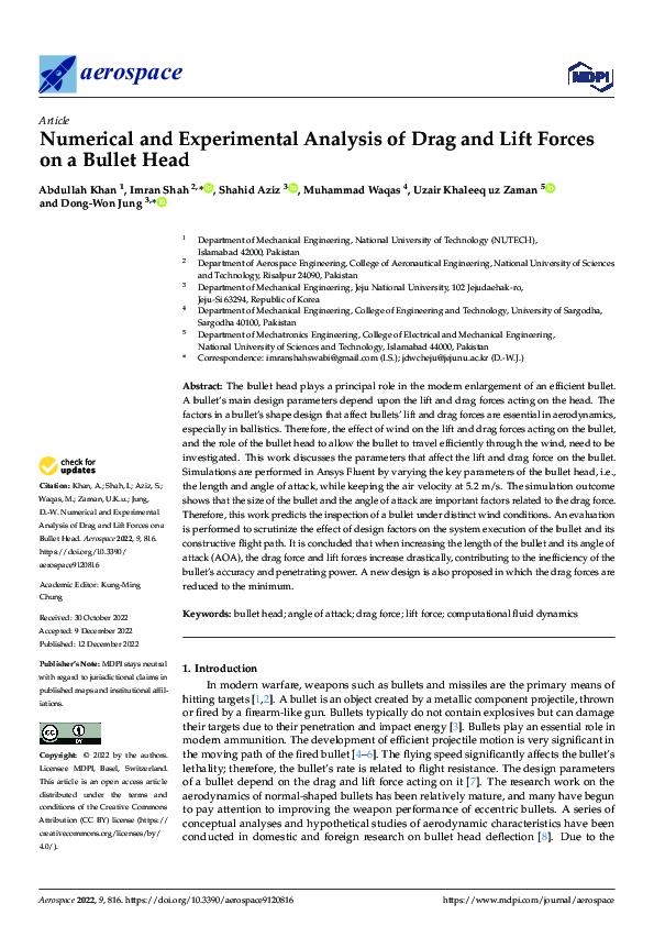 (PDF) Numerical and Experimental Analysis of Drag and Lift Forces on a ...