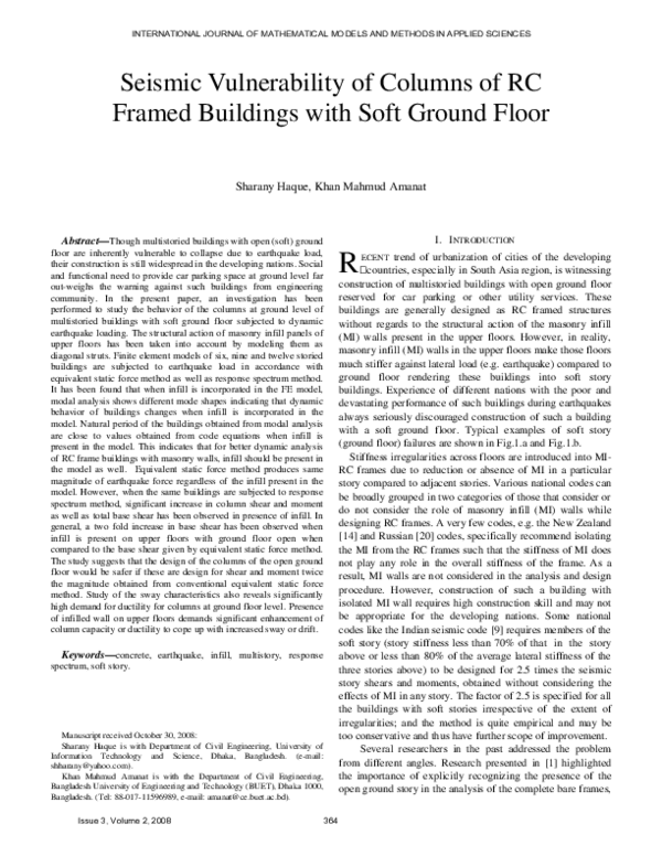 (PDF) Seismic Vulnerability of Columns of RC Framed Buildings with Soft ...