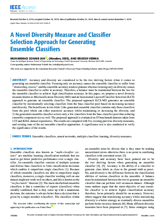 (PDF) A Novel Diversity Measure and Classifier Selection Approach for ...
