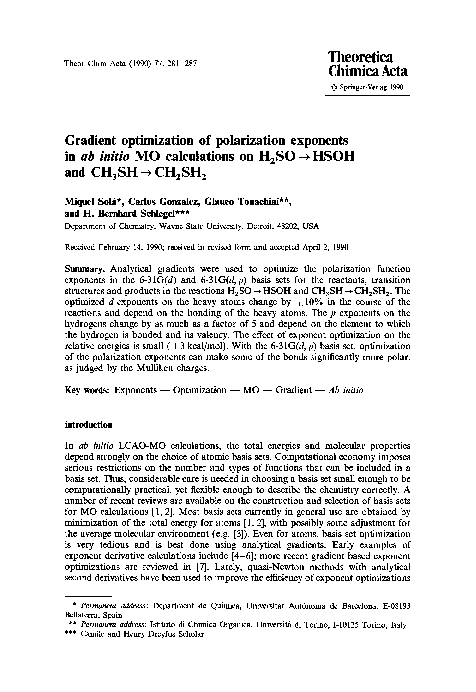 (PDF) Gradient optimization of polarization exponents inab initio MO ...