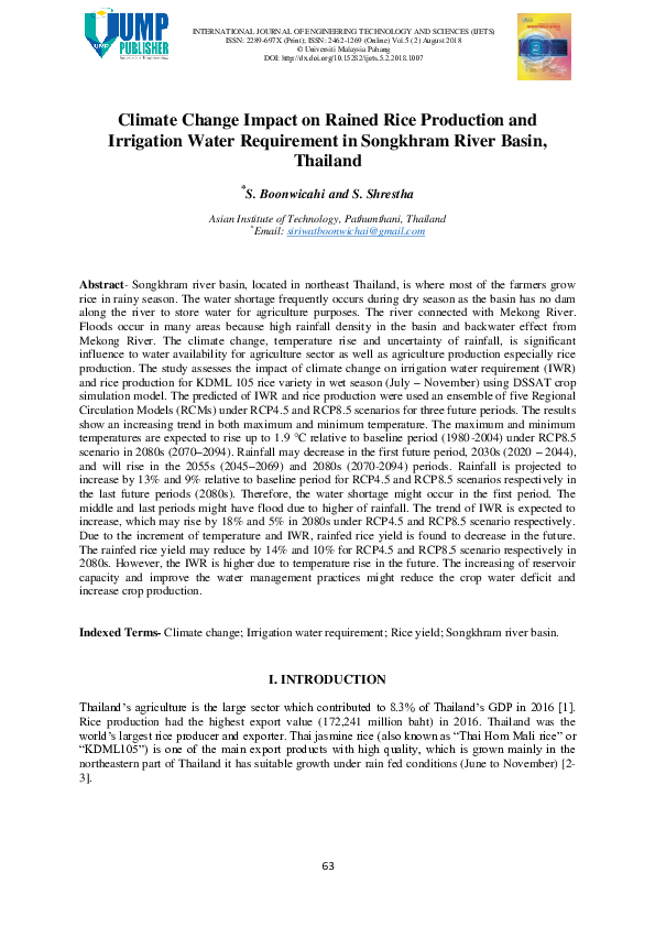 (PDF) Climate change impacts on irrigation water requirement, crop ...
