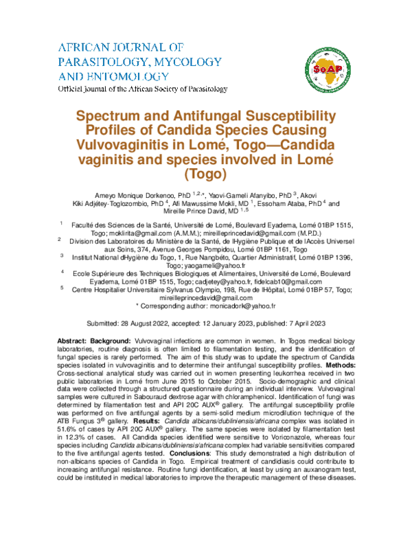 (PDF) Spectrum and Antifungal Susceptibility Profiles of Candida ...