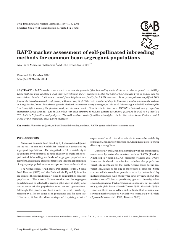 (PDF) RAPD marker assessment of self-pollinated inbreeding methods for ...