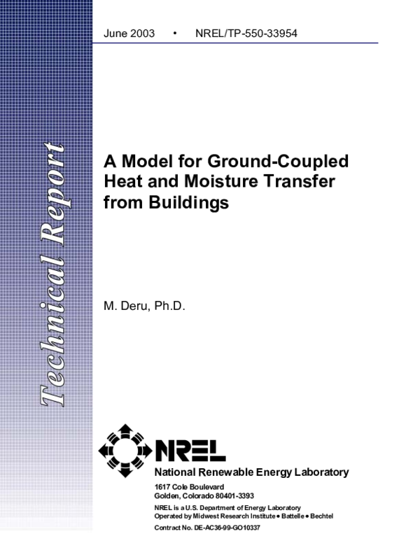 (PDF) Model for Ground-Coupled Heat and Moisture Transfer from Buildings