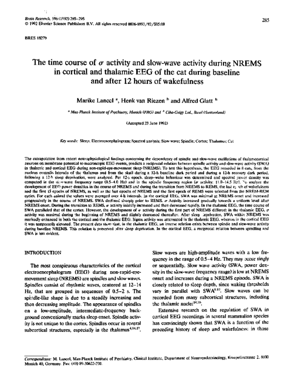 (PDF) The time course of σ activity and slow-wave activity during NREMS ...