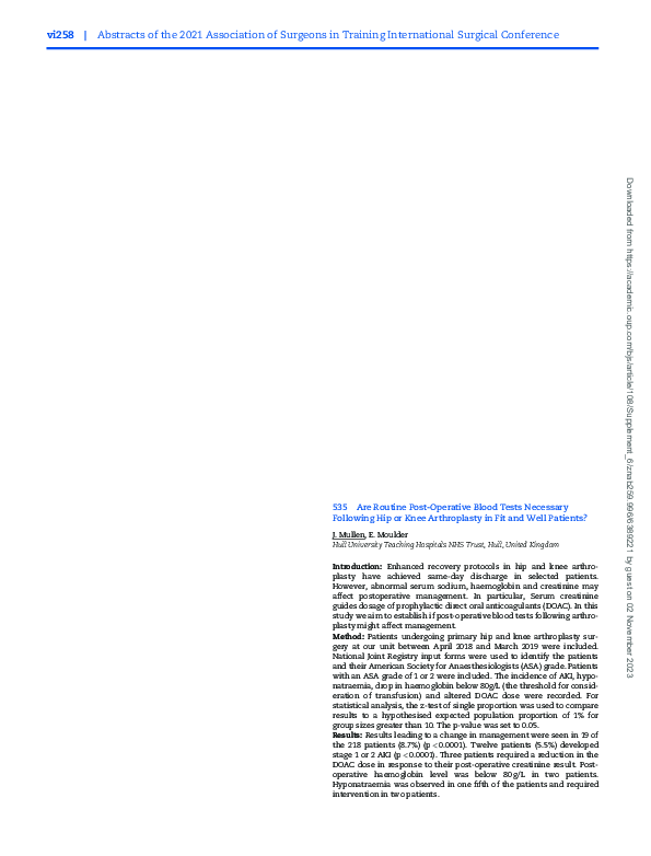(PDF) 535 Are Routine Post-Operative Blood Tests Necessary Following ...
